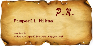 Pimpedli Miksa névjegykártya